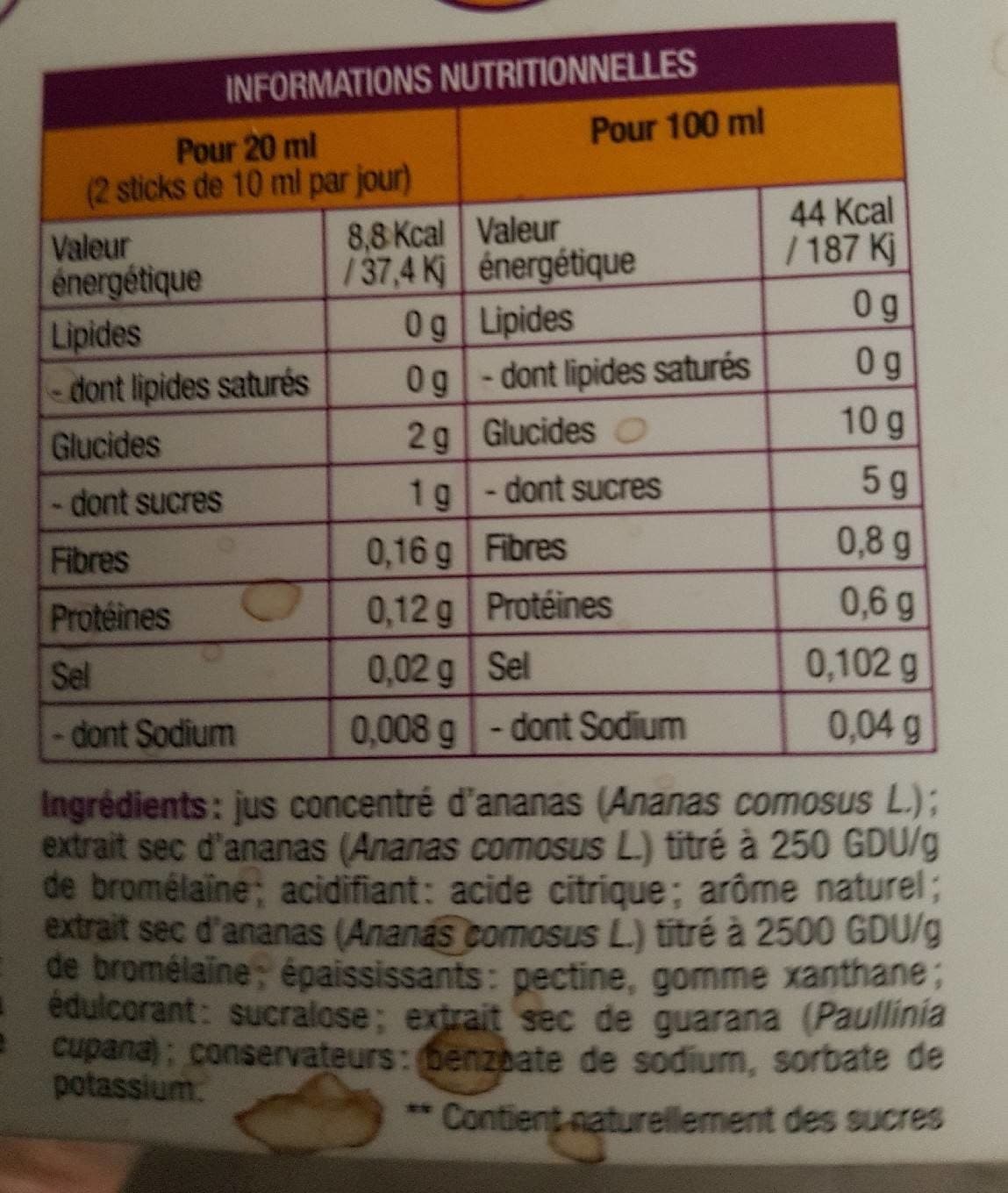 Zuccari Super Ananas Au Guarana Et Extrait D'ananas, 18 Sticks Minceur Perte De Poids packshot