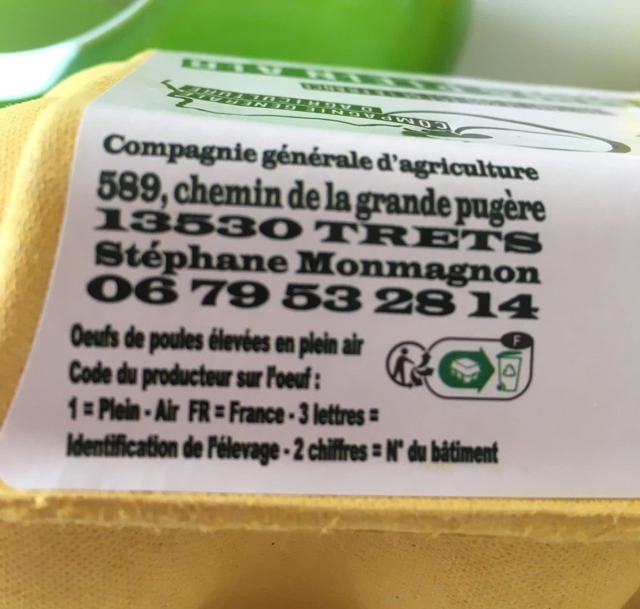 Compagnie générale d’agriculture (habitant le sud est de la France) 6 oeufs plein air packshot