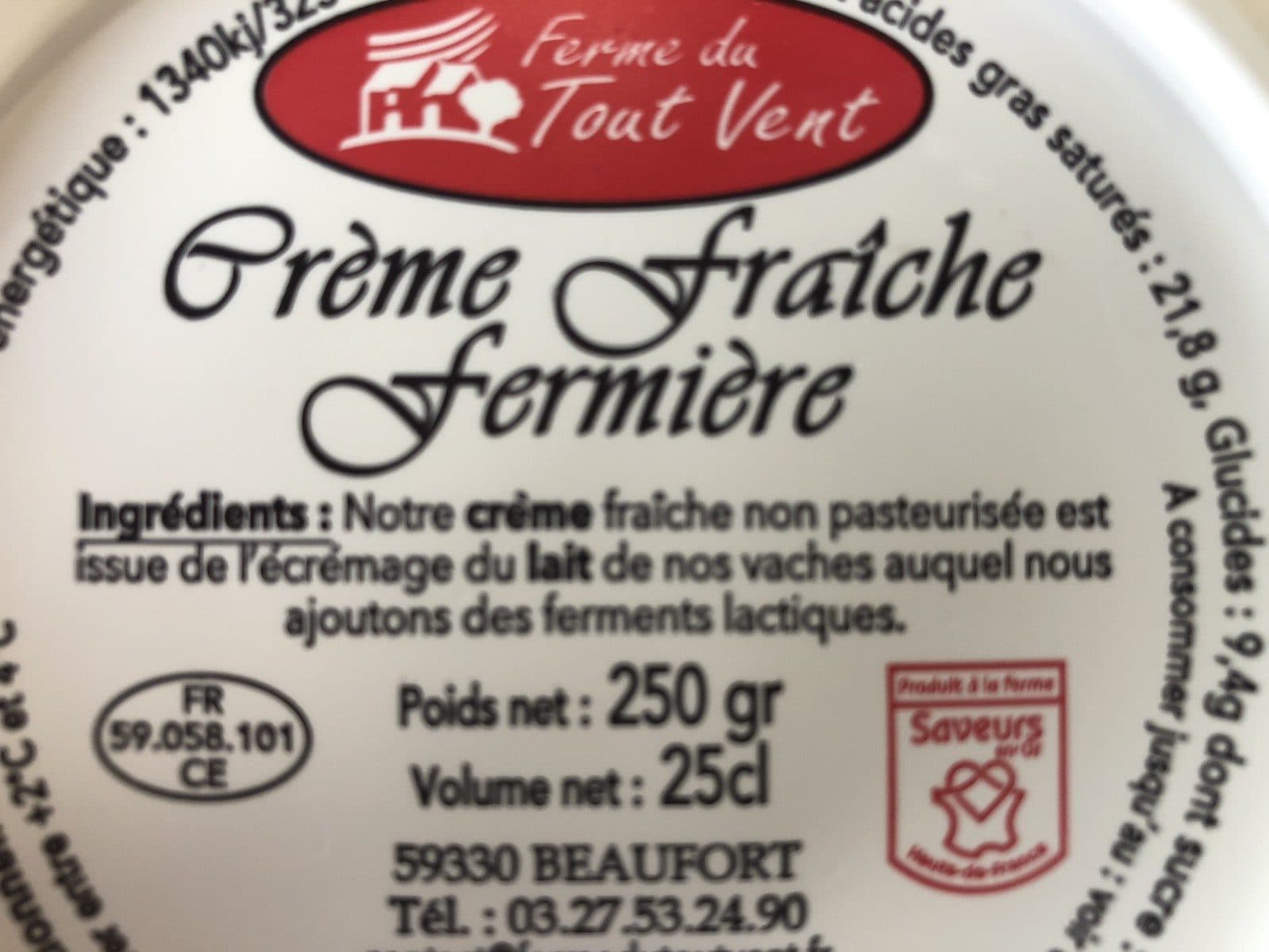 Ferme du tout vent Creme fraiche fermiere packshot