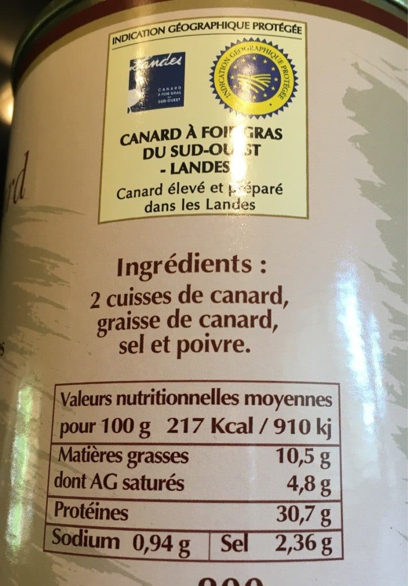 Open Food Facts Confit de canard des landes packshot