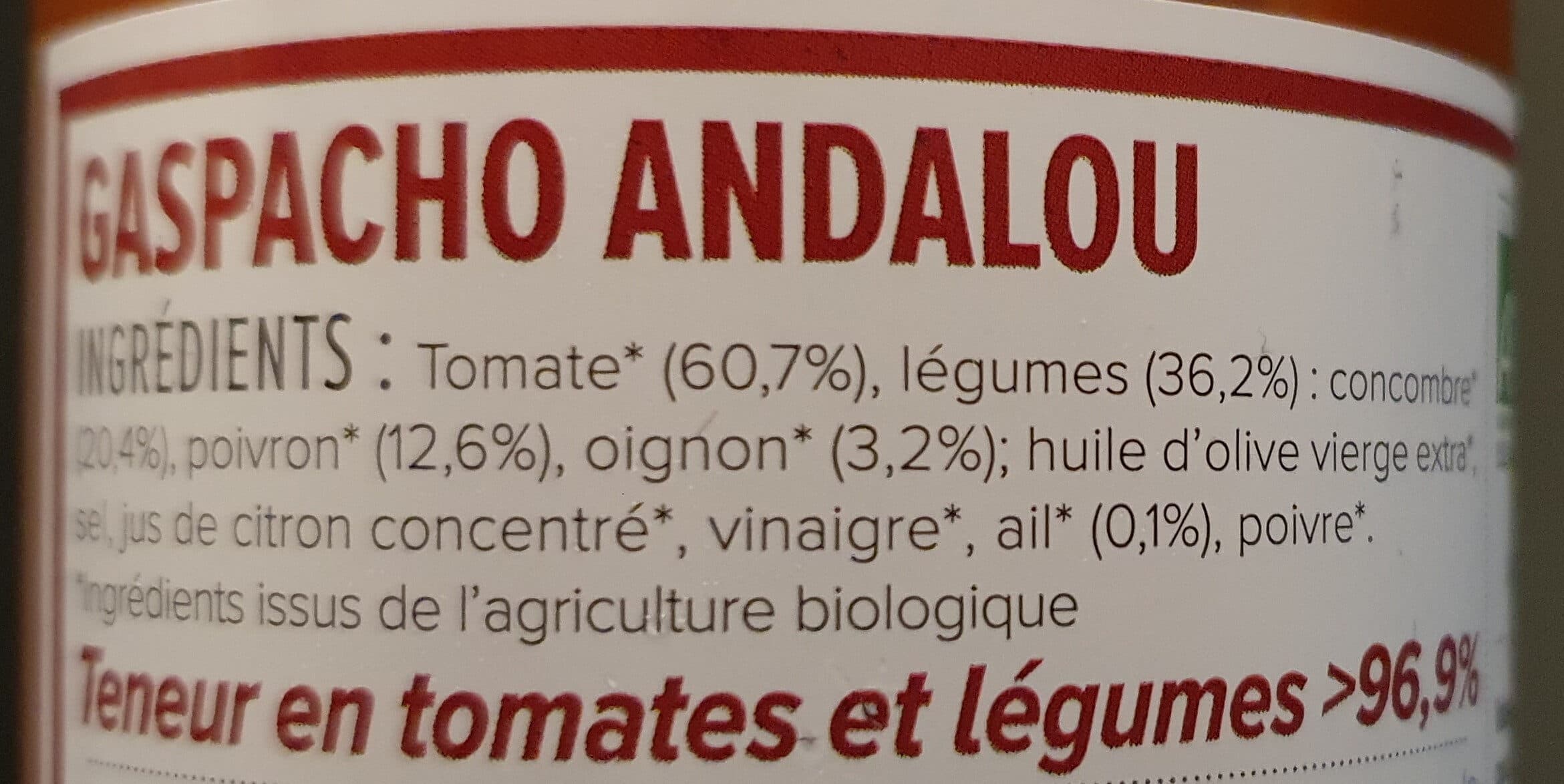 Alterfood Marcel Bio Soupe Froide Gaspacho Bio 48cl packshot