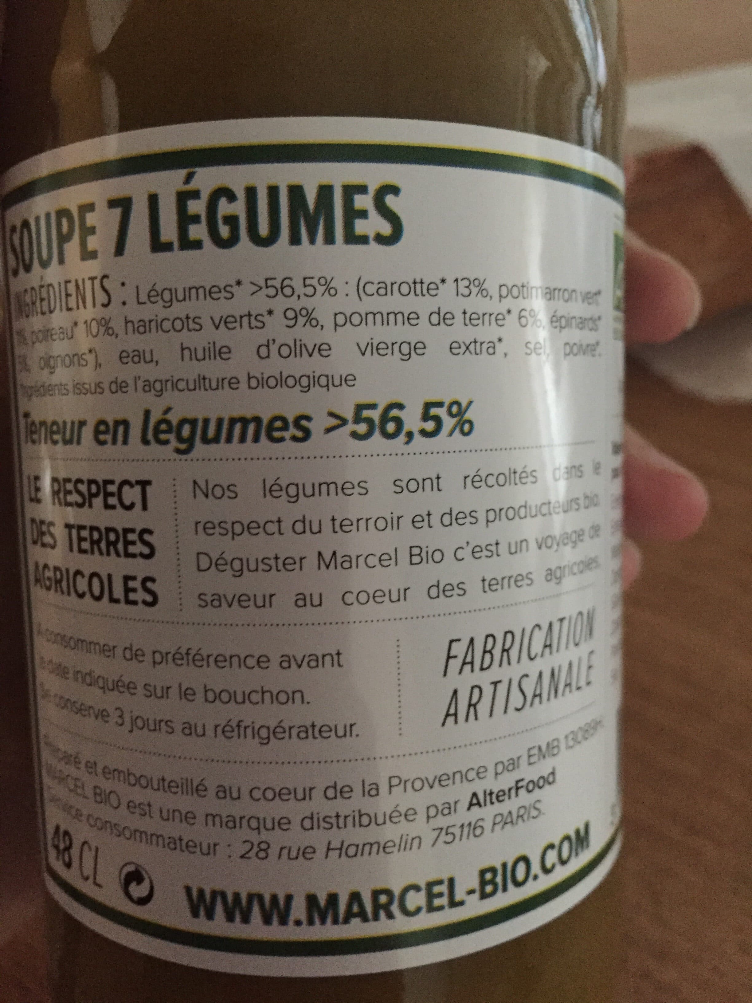 Alterfood Marcel Bio Soupe aux 7 Légumes Bio 48cl packshot
