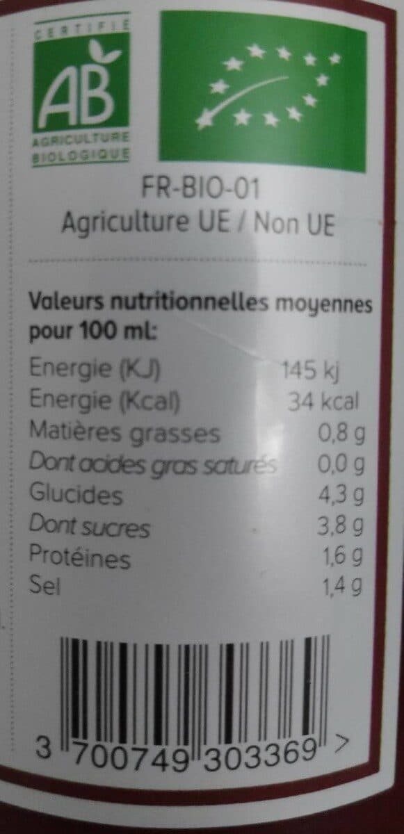 Open Food Facts Soupe Artisanale Tomate Carotte Betterave packshot