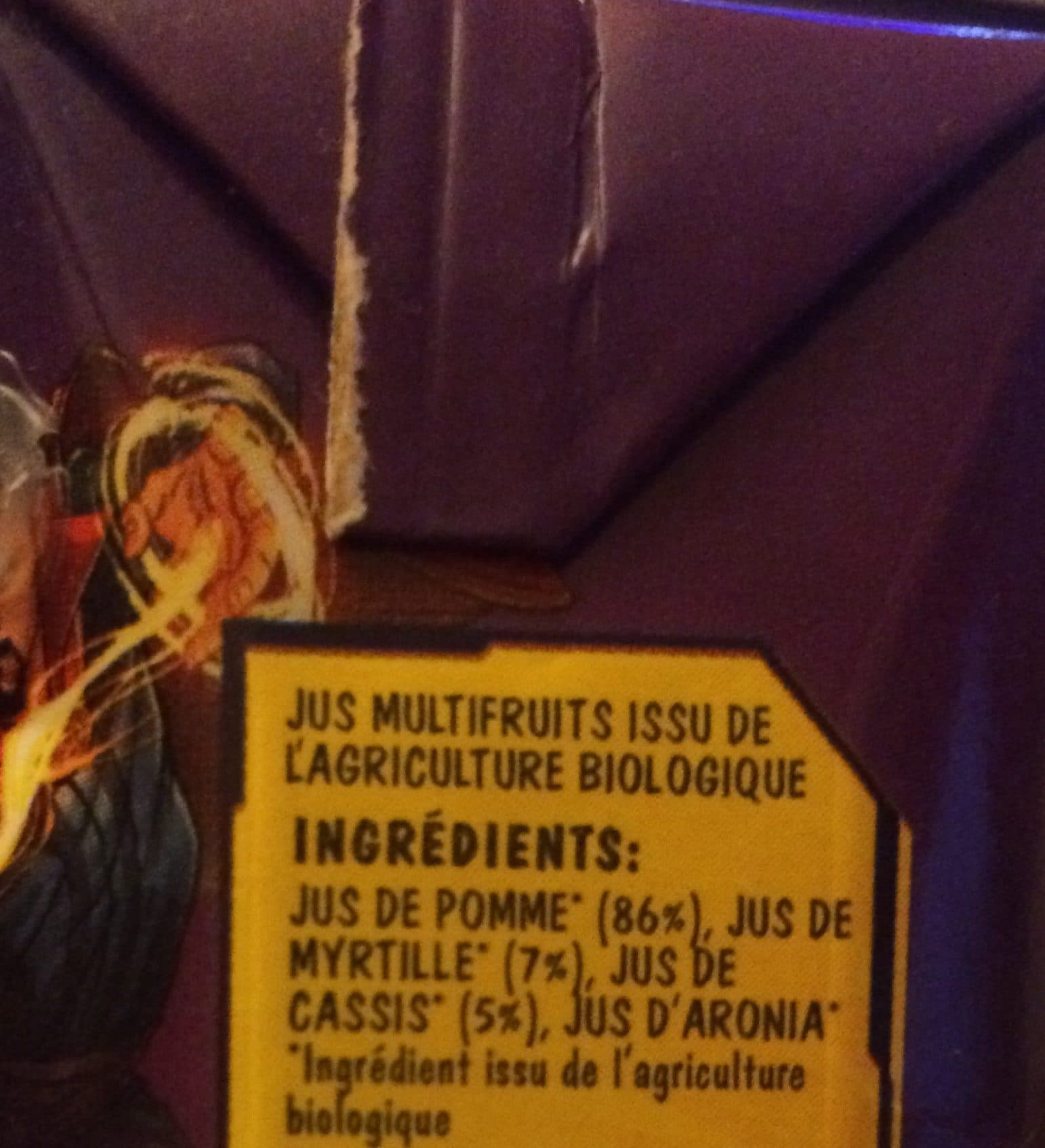 organic hero 100% pur jus de fruit bio pomme myrtille cassis packshot