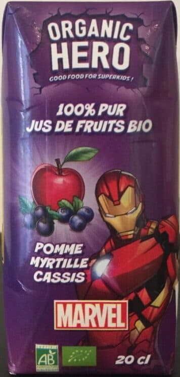 Organic Hero 100% Pur Jus de Fruits Bio Pomme Myrtille Cassis packshot