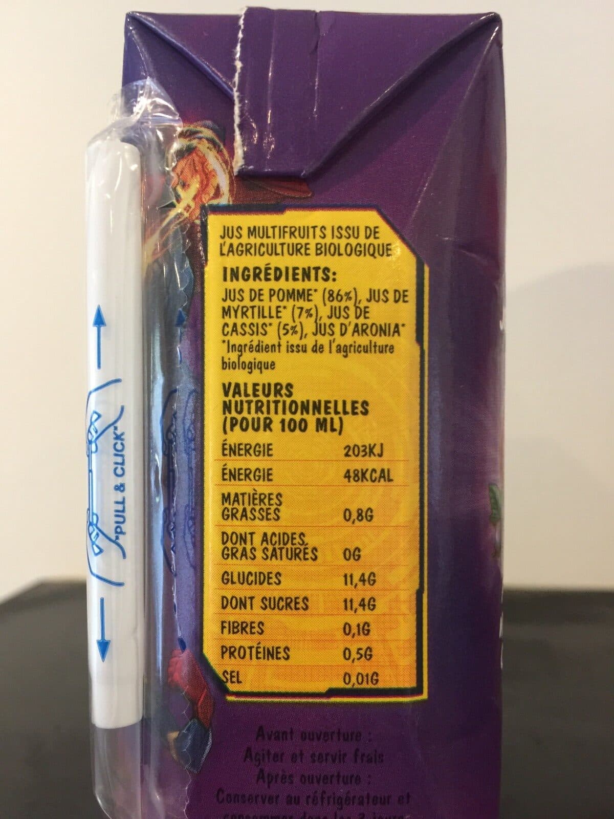 Organic Hero 100% Pur Jus de Fruits Bio Pomme Myrtille Cassis packshot