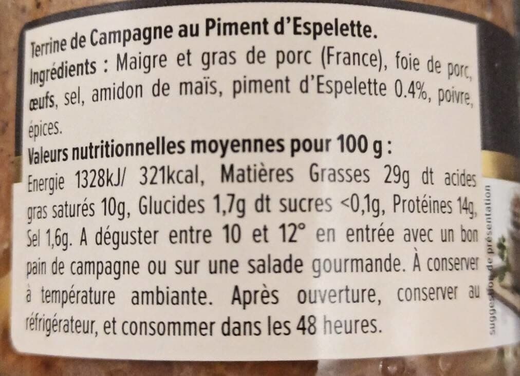Esprit Gourmet Terrine de campagne aux piment d'Espelette packshot