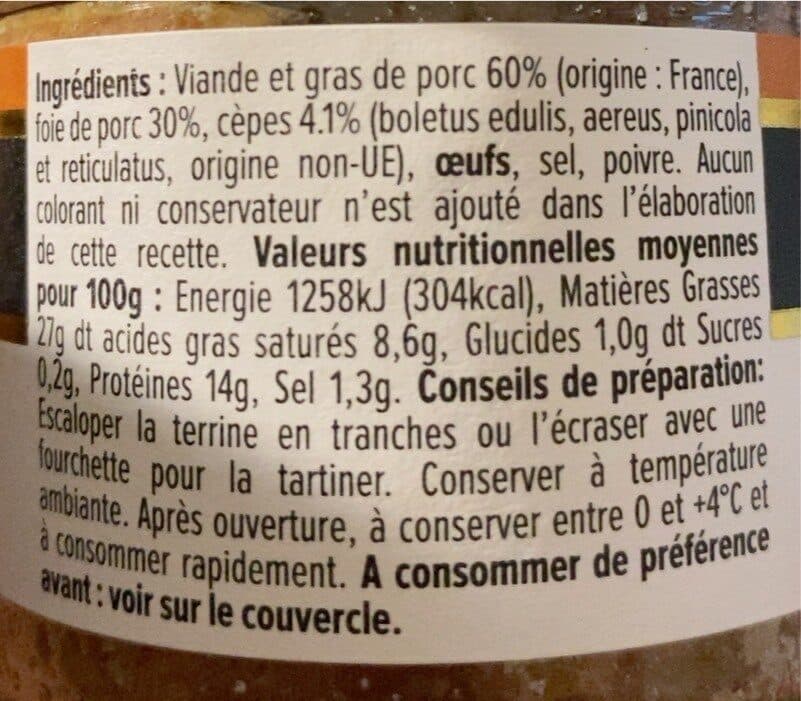 Esprit Gourmet Terrine de campagne aux cèpes packshot