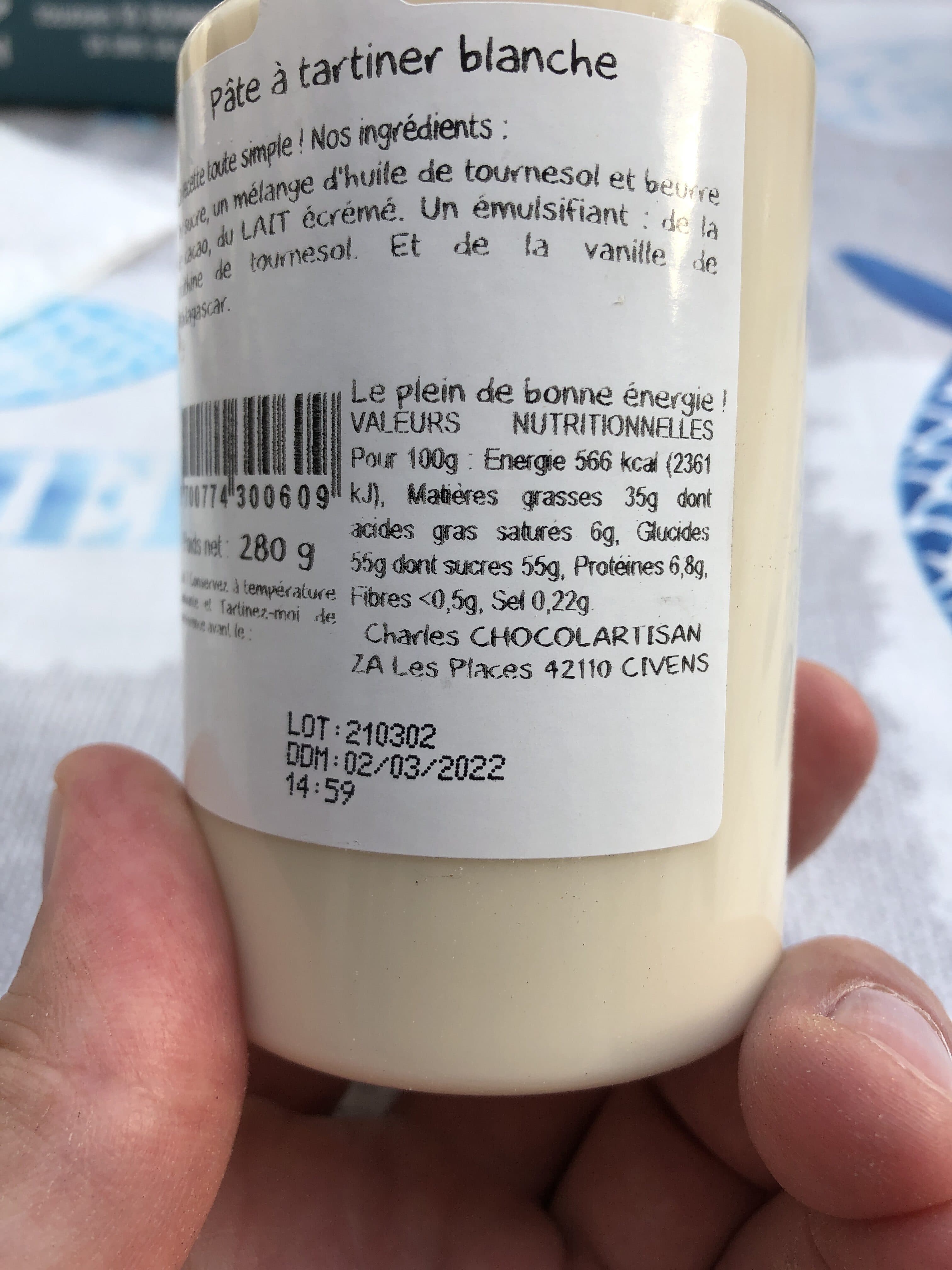Charles Chocolartisan Pâte à tartiner blanche Bianka packshot