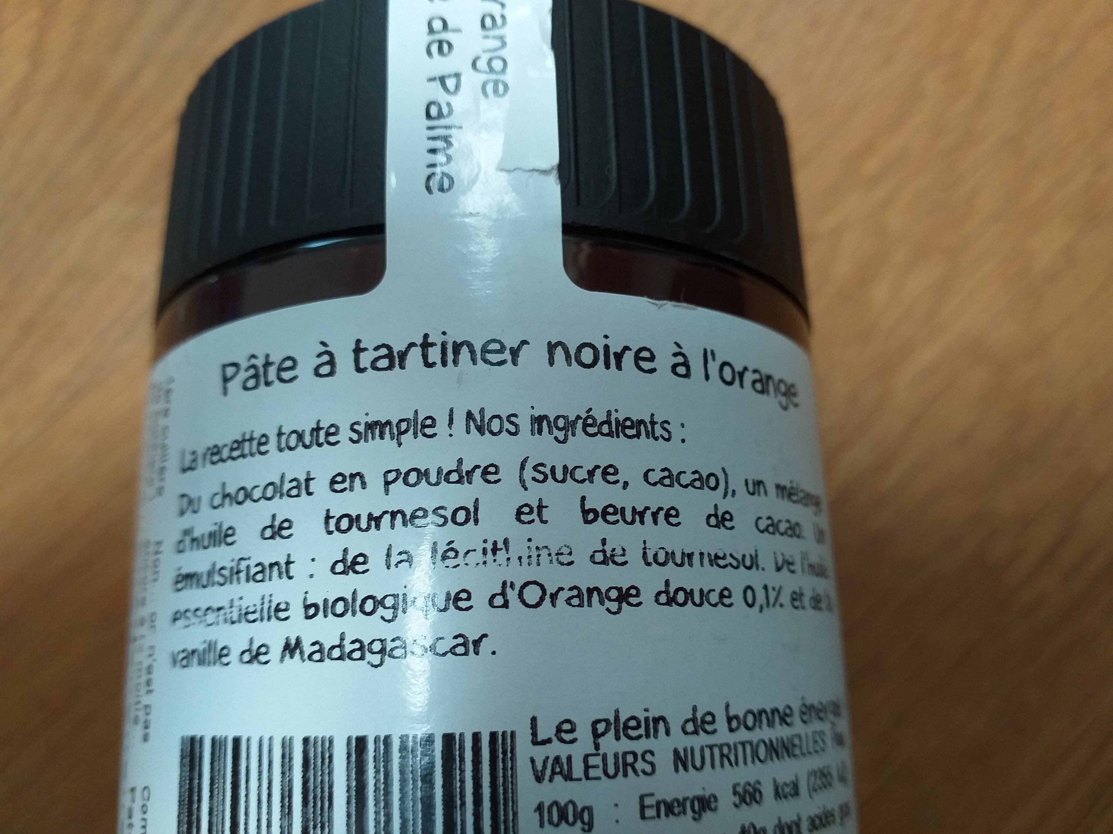 Charles chocolartisan Pâte à tartiner Noire Orange packshot