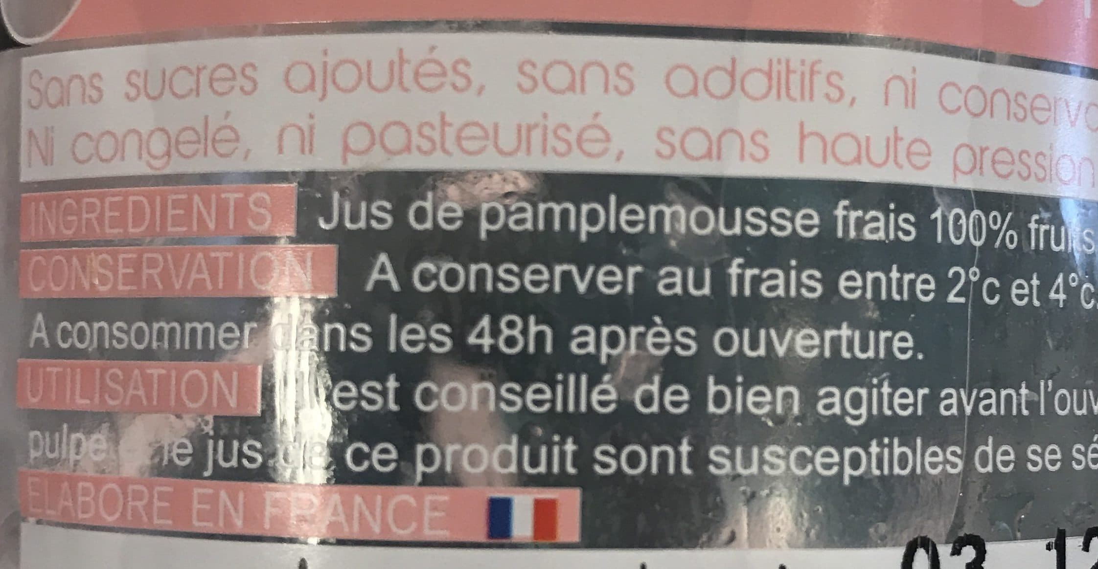 Bharlev Jus De Pamplemousse Frais packshot