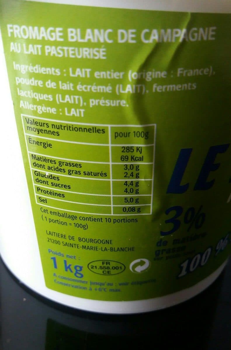 Laitière de Bourgogne Fromage blanc de campagne packshot