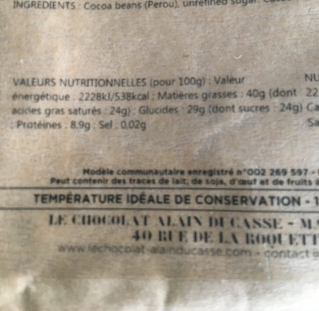Alain Ducasse 75% pérou non conché packshot