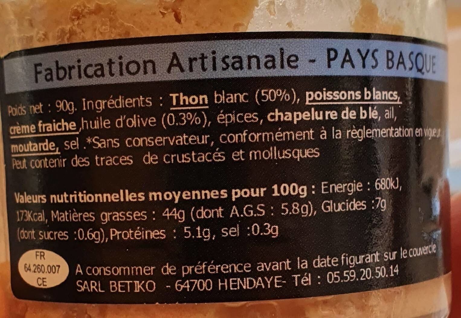 Conserverie BETIKO Rillettes de thon packshot