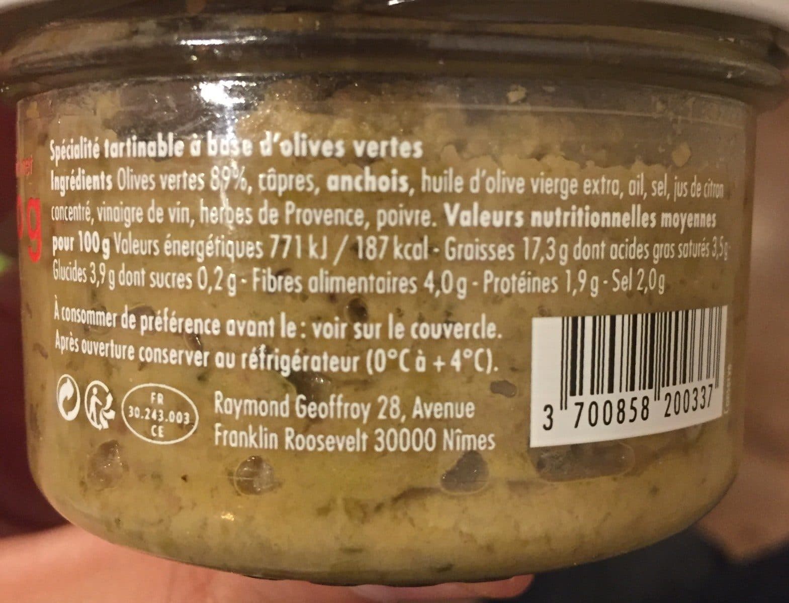 Open Food Facts Tapenade verte packshot