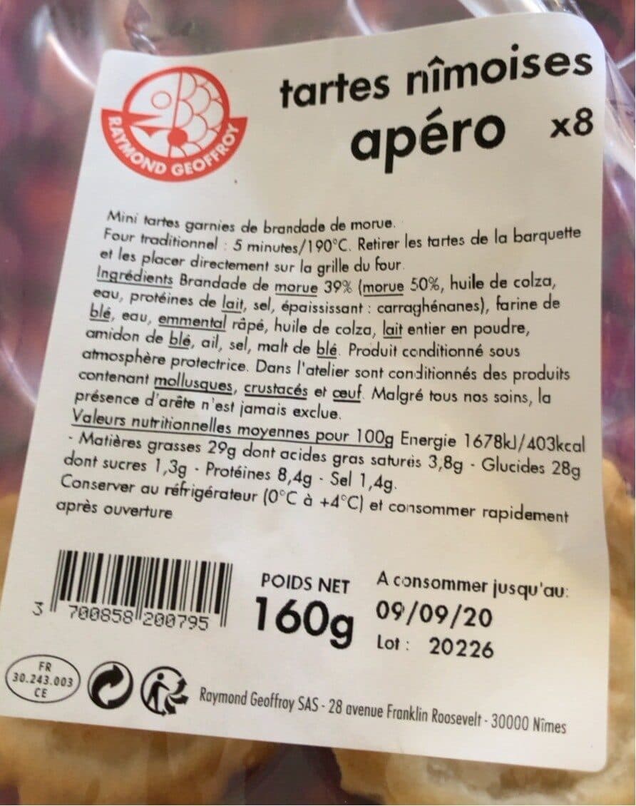 Raymond Geoffroy Tartes nîmoises apéro packshot