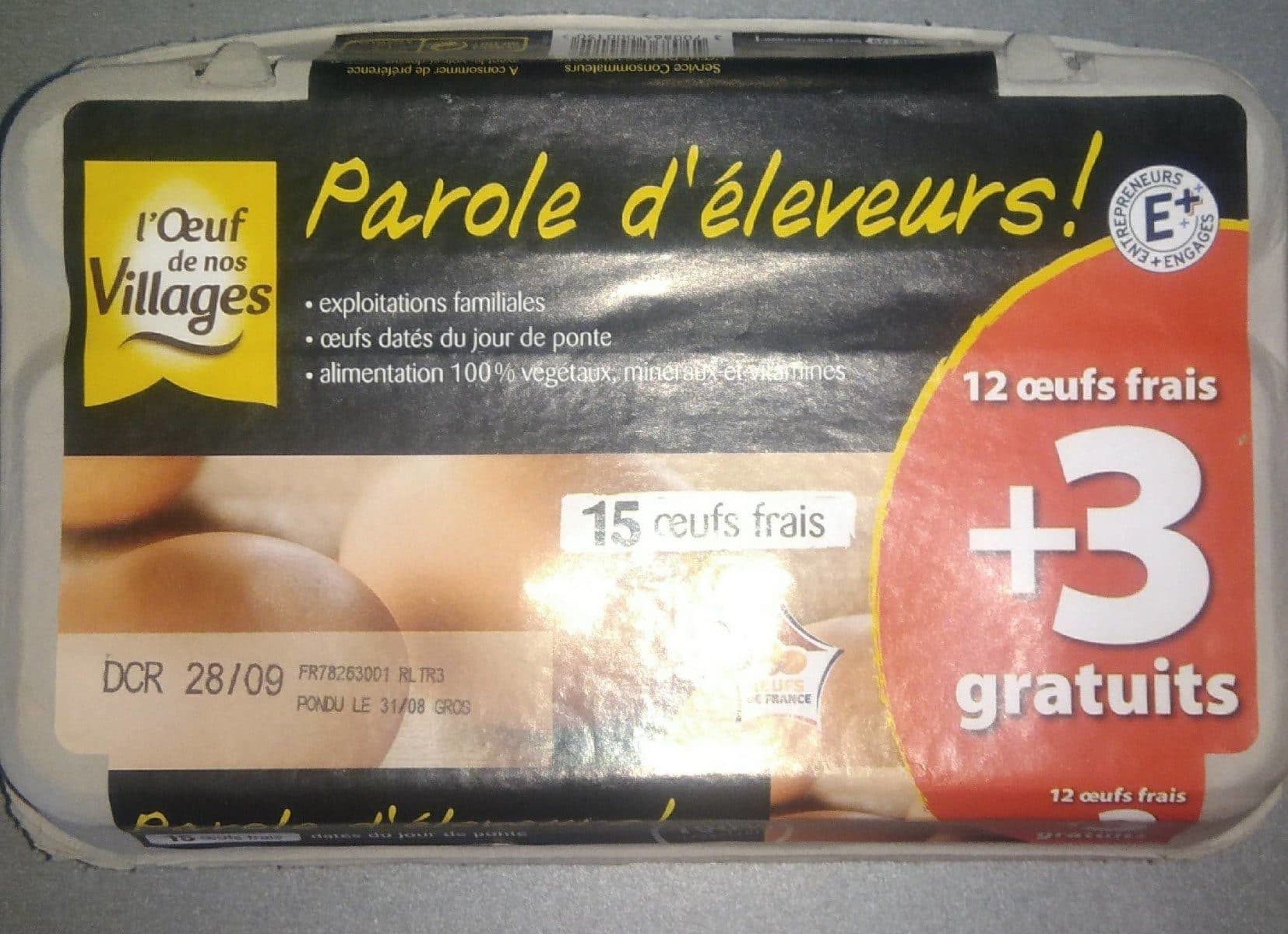 L'oeuf de nos villages 15 oeufs frais packshot