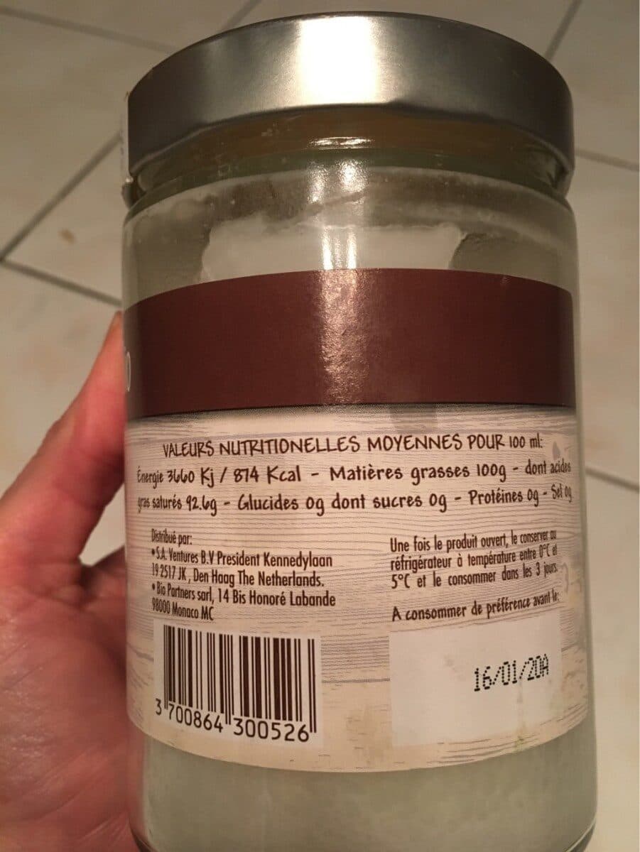 Open Food Facts Huile vierge de coco bio packshot