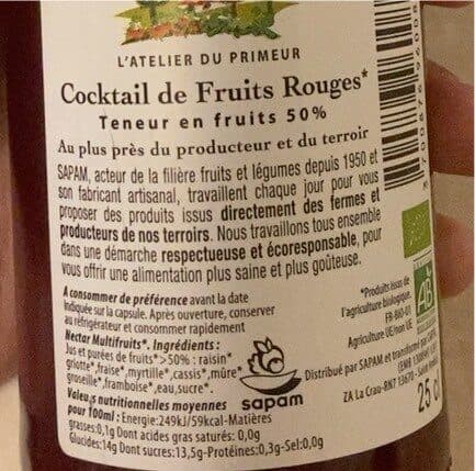 Open Food Facts Cocktail de fruits rouges packshot