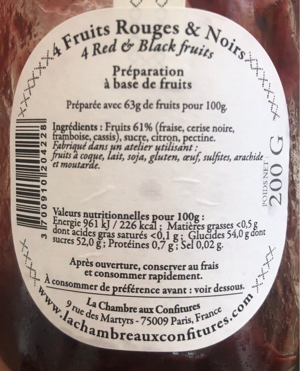 La Chambre Aux Confitures Confiture 4 fruits rouges packshot