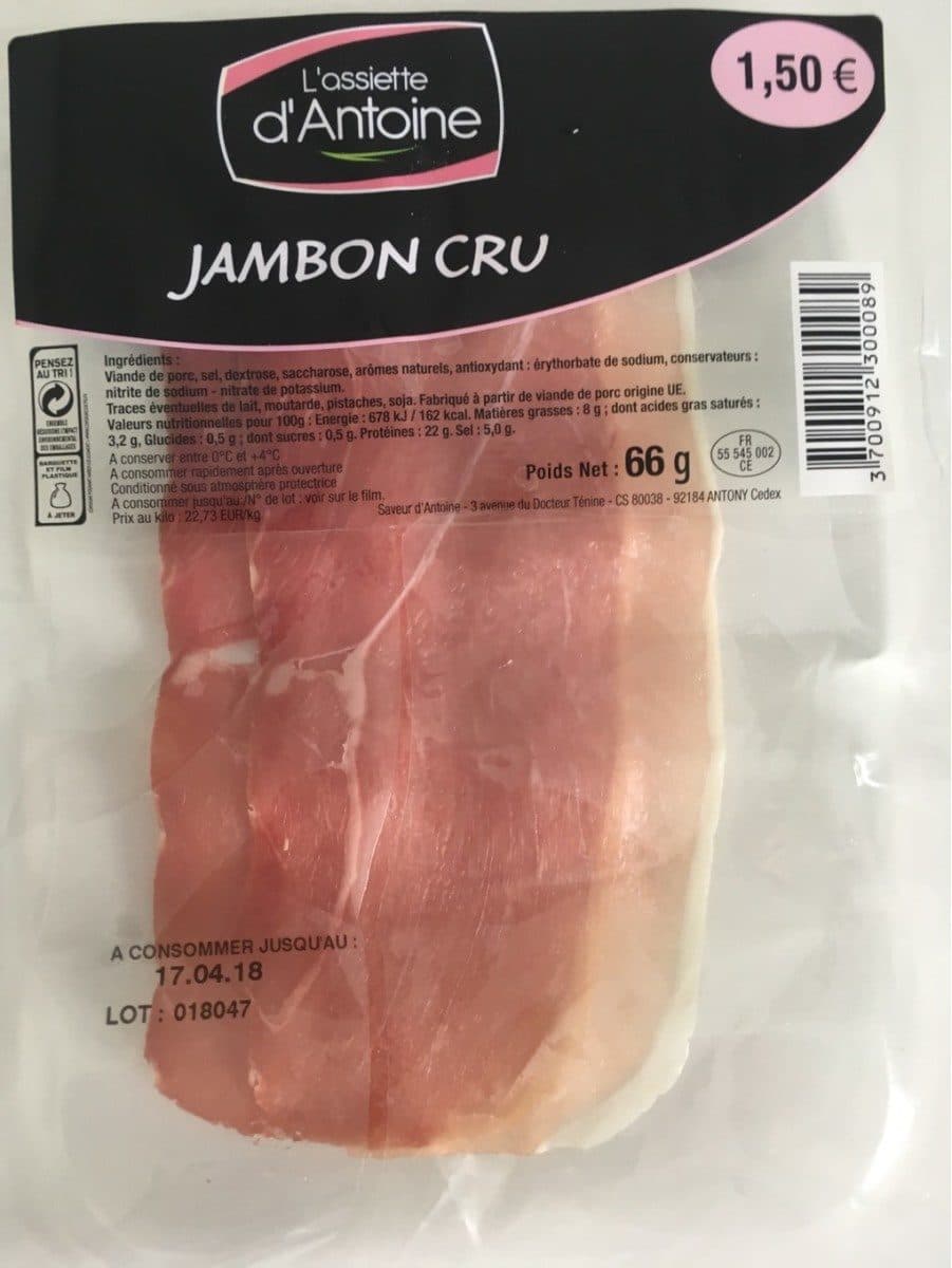 L'assiette d'Antoine Jambon cru packshot