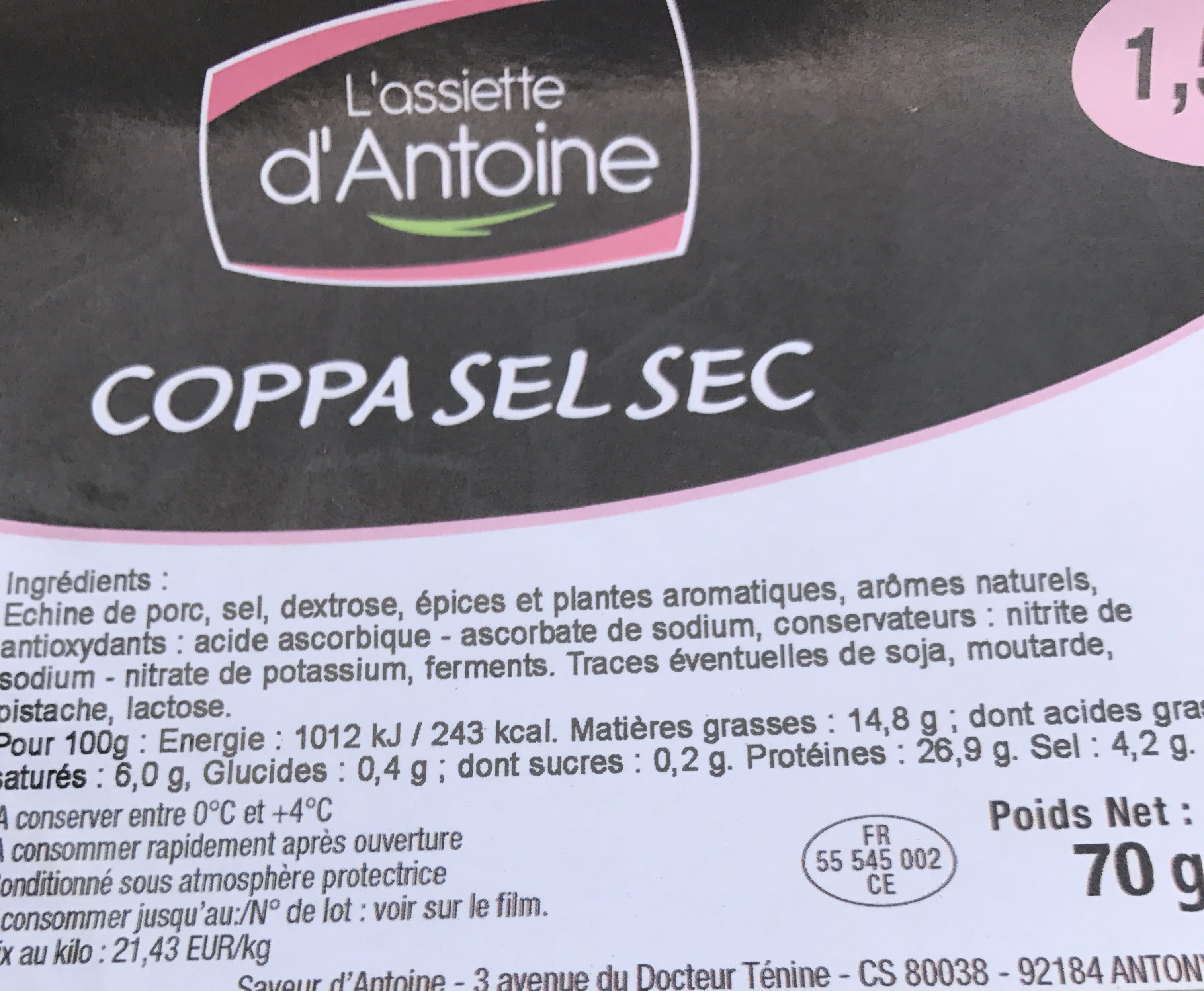 L'assiette D'Antoine COPPA SEL SEC packshot