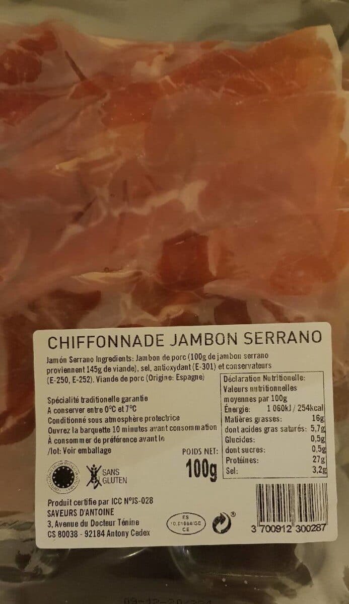 Sans Marque - Chiffonnade de jambon serrano packshot