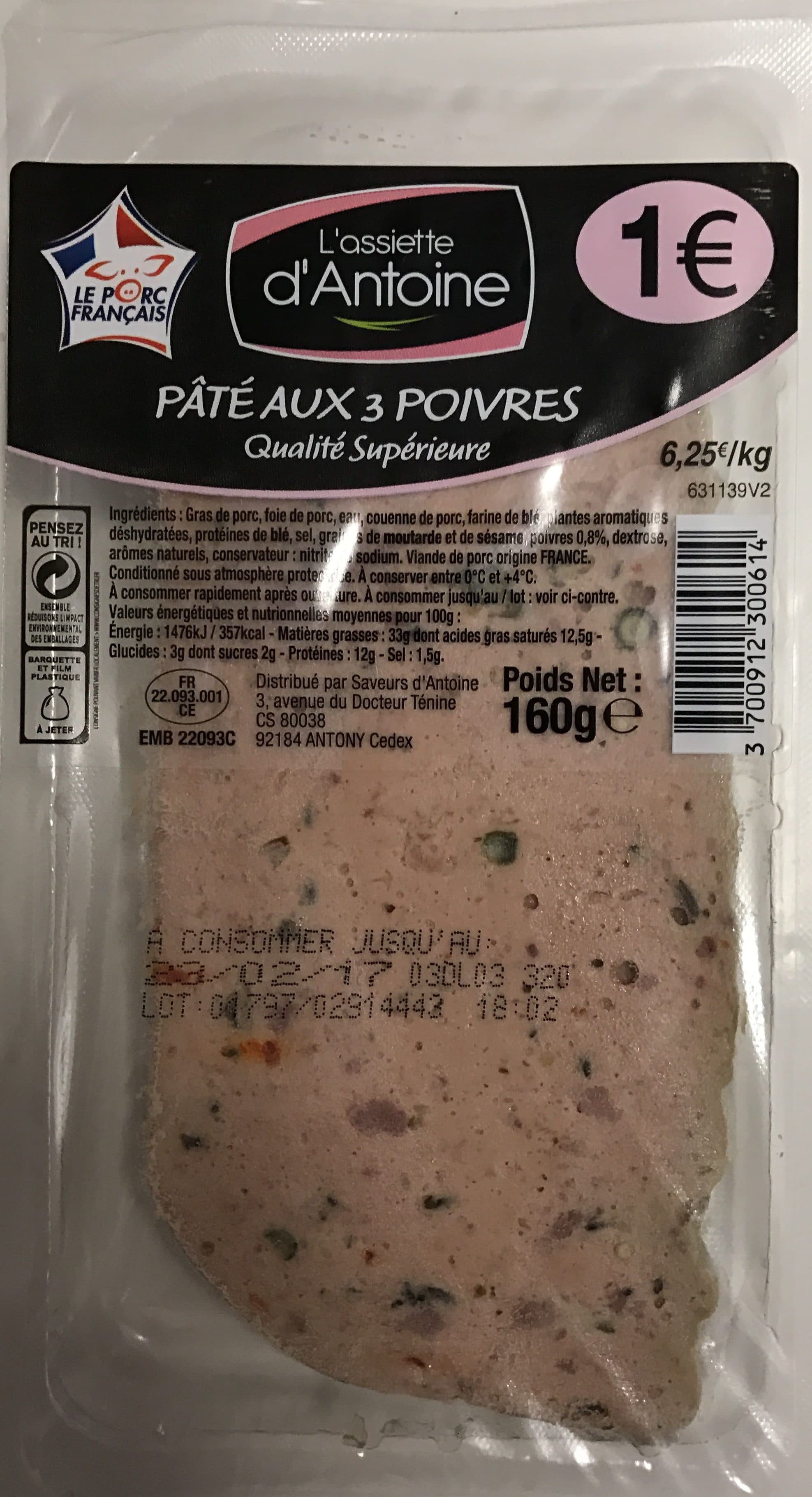 L'assiette d'Antoine Pâté aux 3 poivres packshot