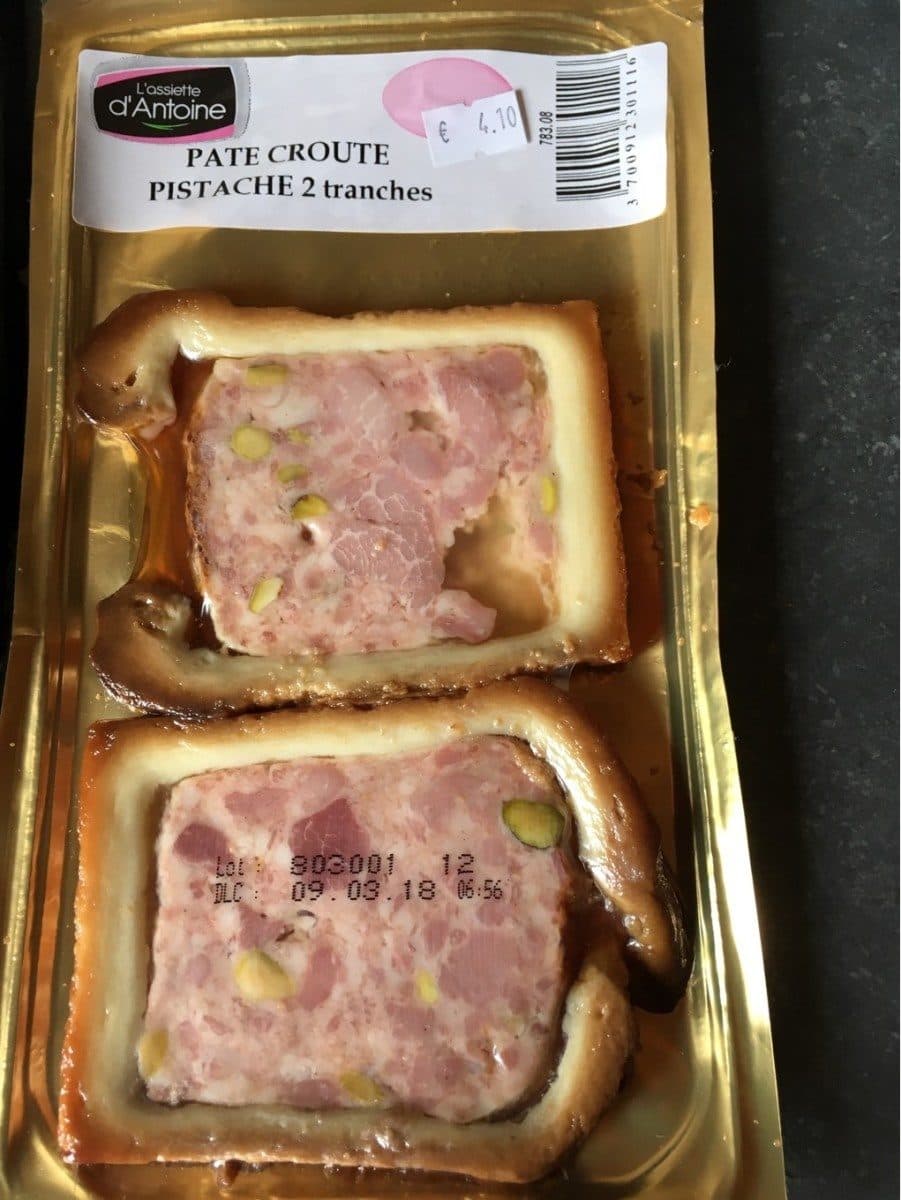 L'assiette d'Antoine Paté en croite pistache 2 tranche packshot