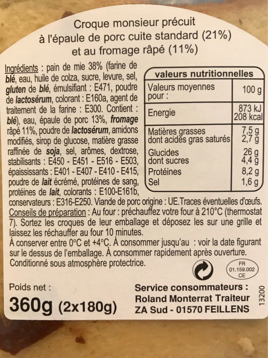 L'assiette d'Antoine Croque Monsieur packshot