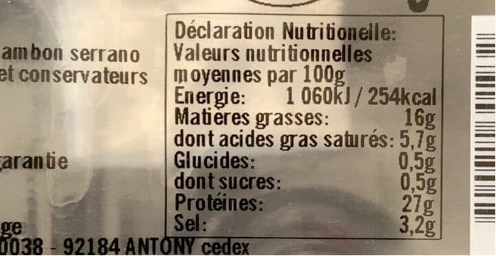 SAVEURS D'ANTOINE jambon serrano packshot