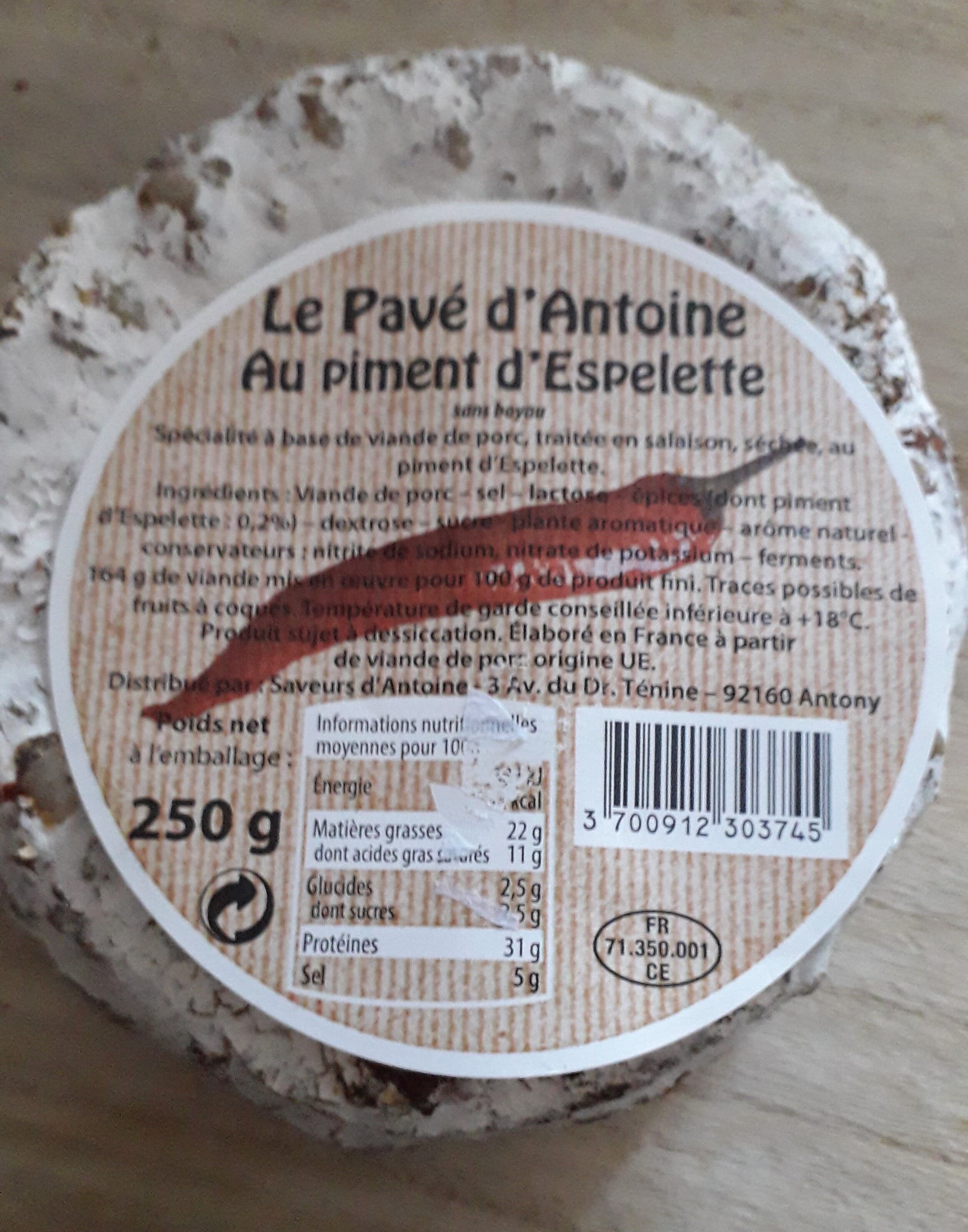 Saveurs d'Antoine Le pave d'antoinette au piment d'Espelette packshot