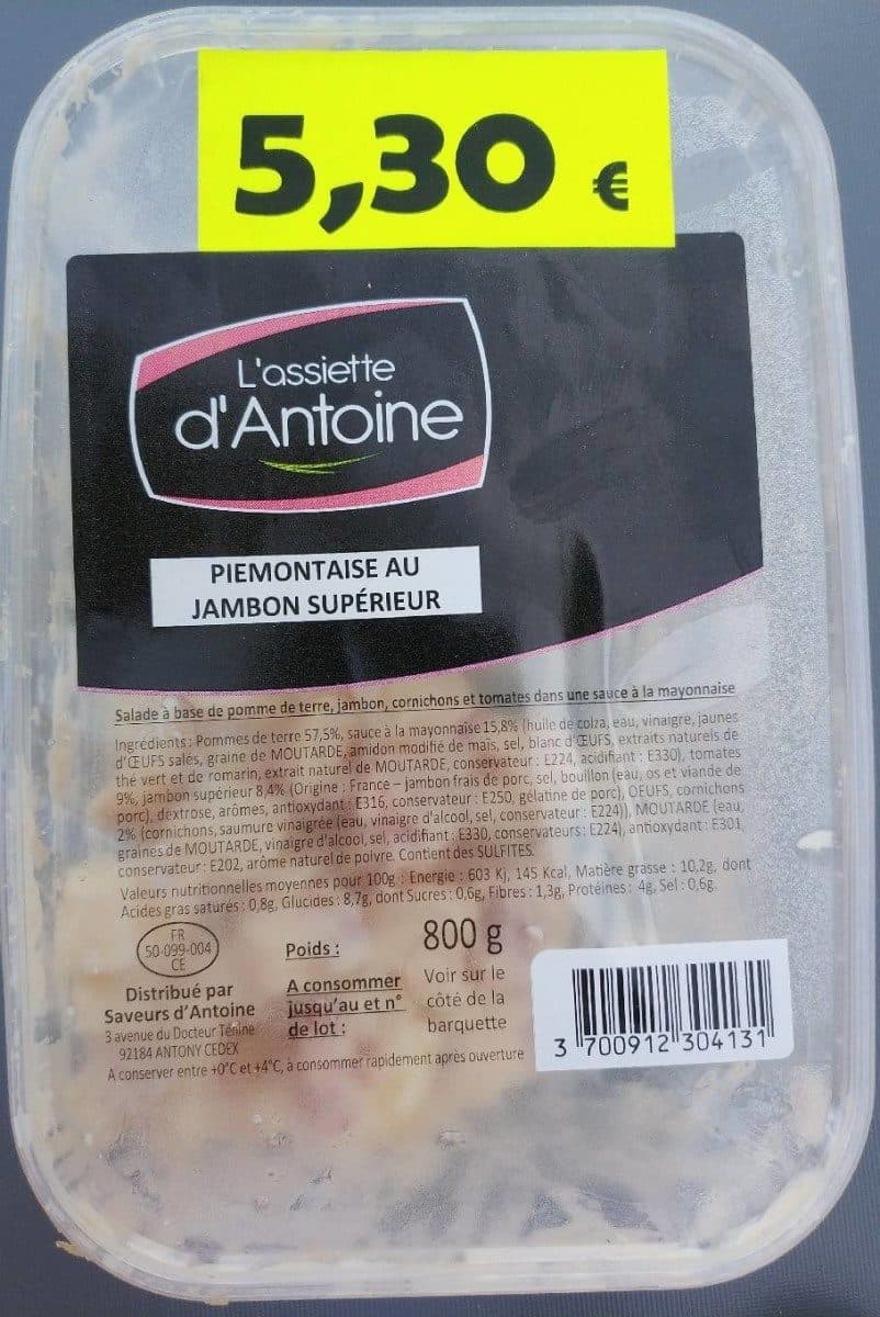 L'assiette d'Antoine Piémontaise au jambon supérieur packshot