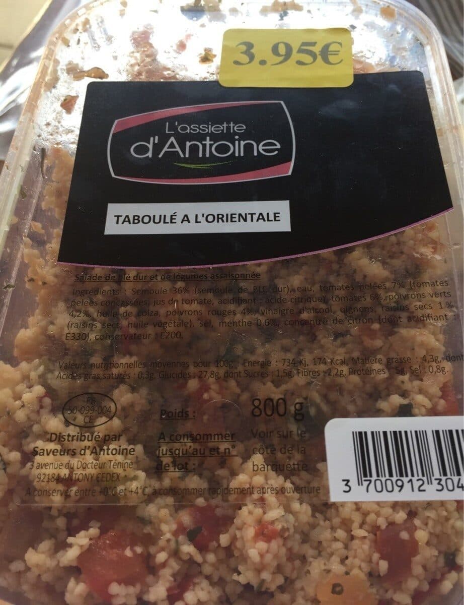 L'assiette d'Antoine Taboule a l'orientale packshot