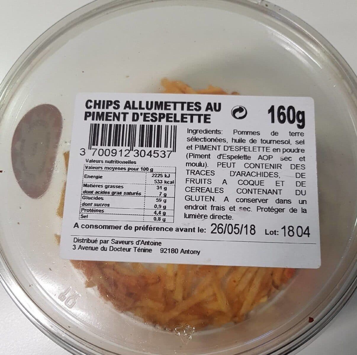 Open Food Facts Chips allumettes au piment d'espelette packshot