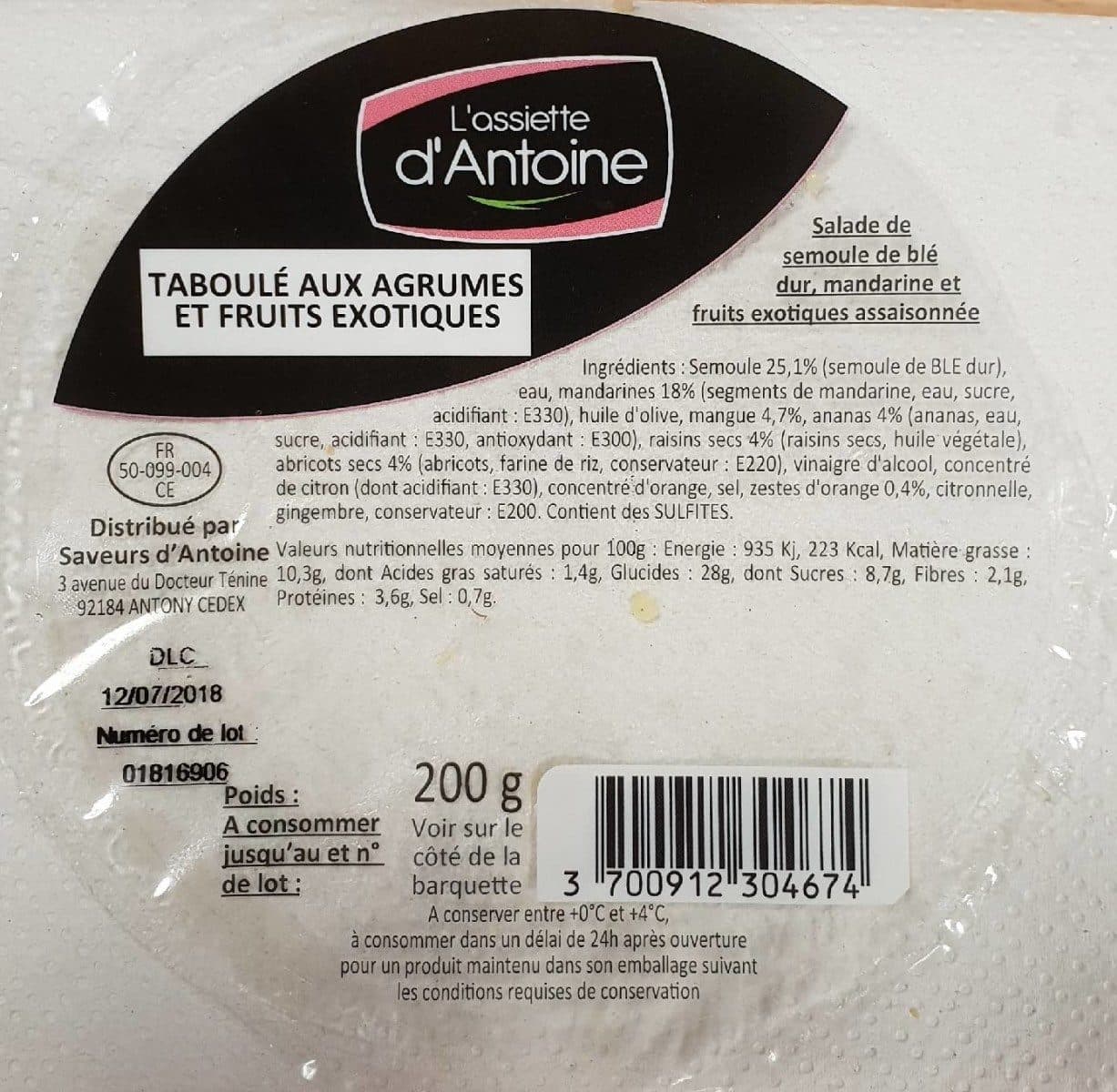 L'assiette d'Antoine Taboulé aux agrumes et fruits exotiques packshot