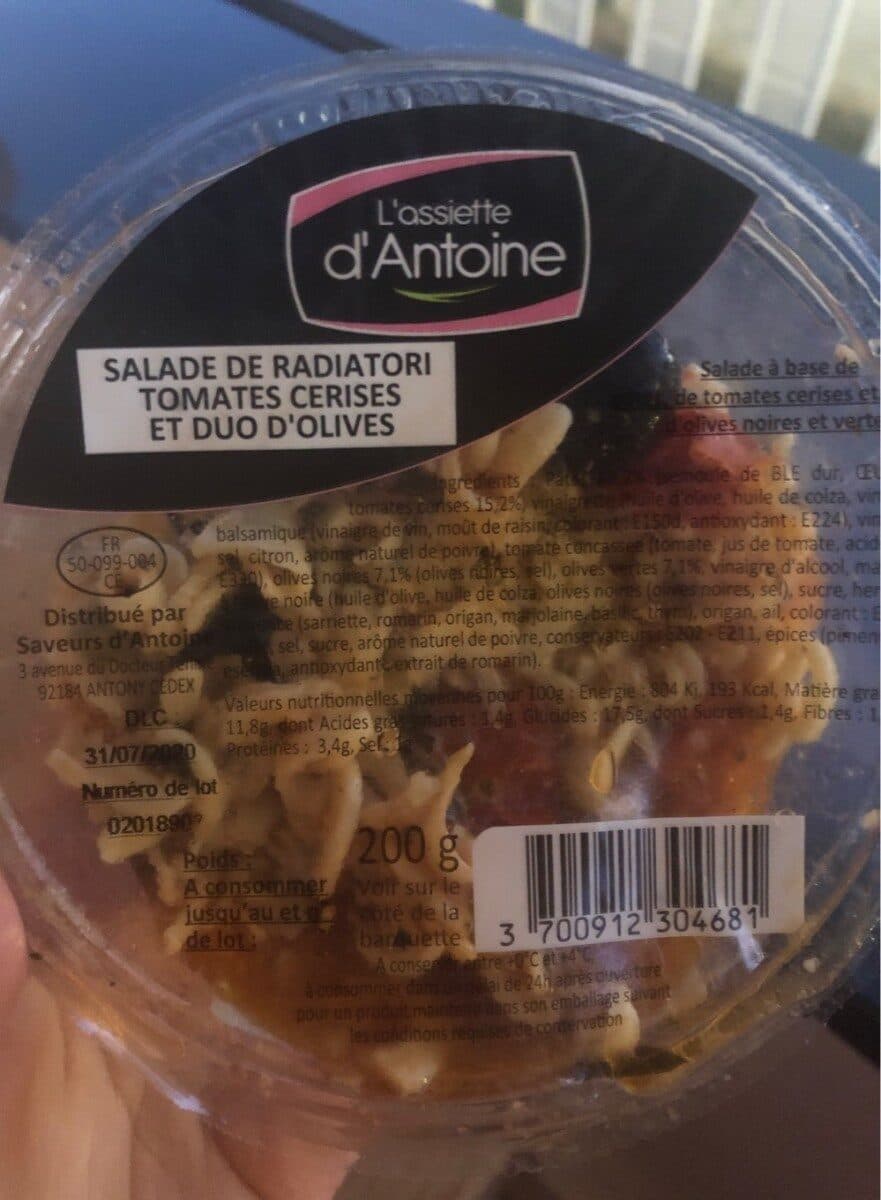 L'assiette d'Antoine Salade radiatori packshot