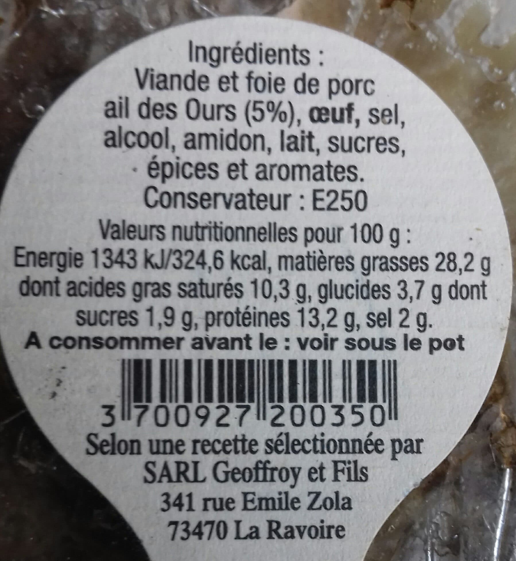 Délice de Marthe et Marius Terrine à l'ail des ours packshot