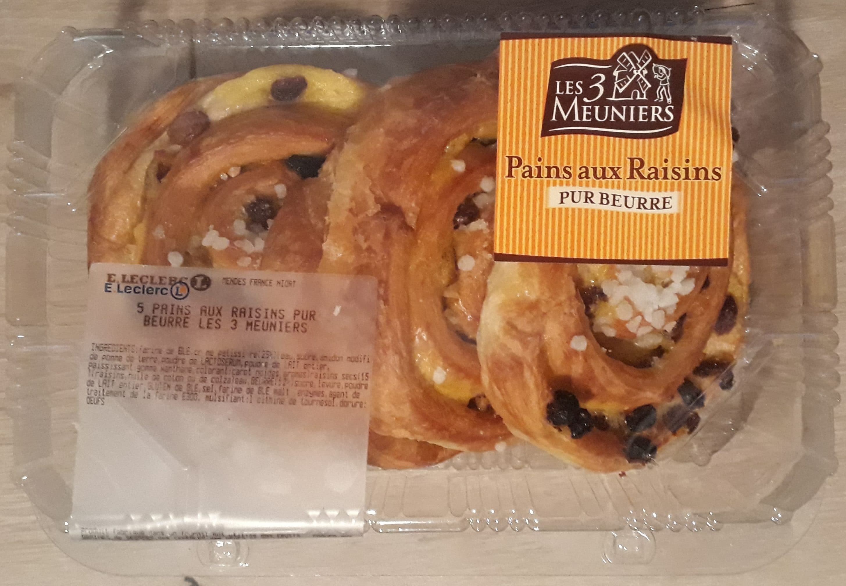 Les 3 Meuniers Pains au raisin, pur beurre packshot