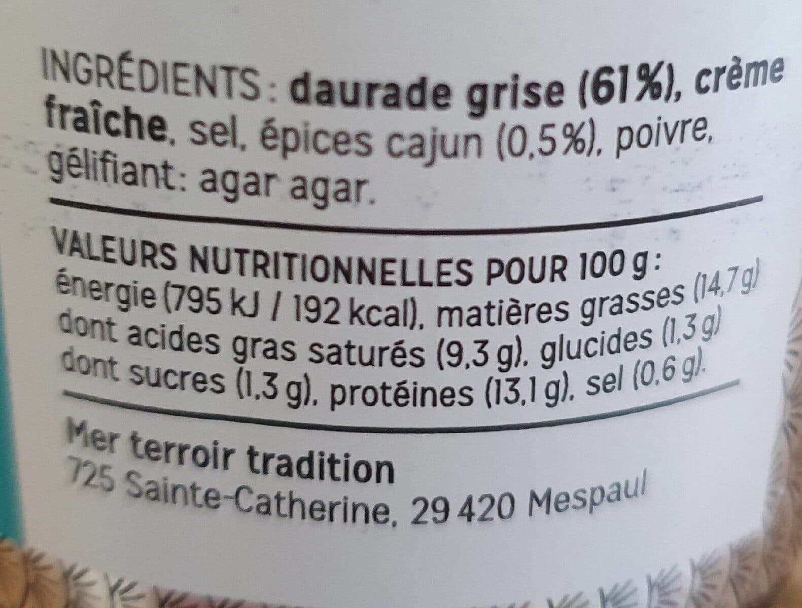 Open Food Facts Rillettes daurade grise aux epices cajun packshot