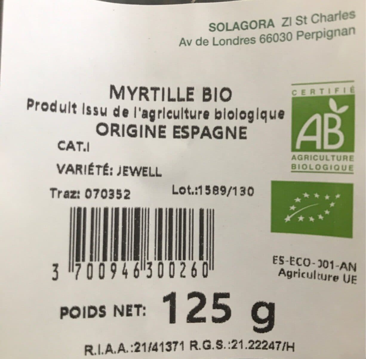 Solagora Myrtilles bio packshot