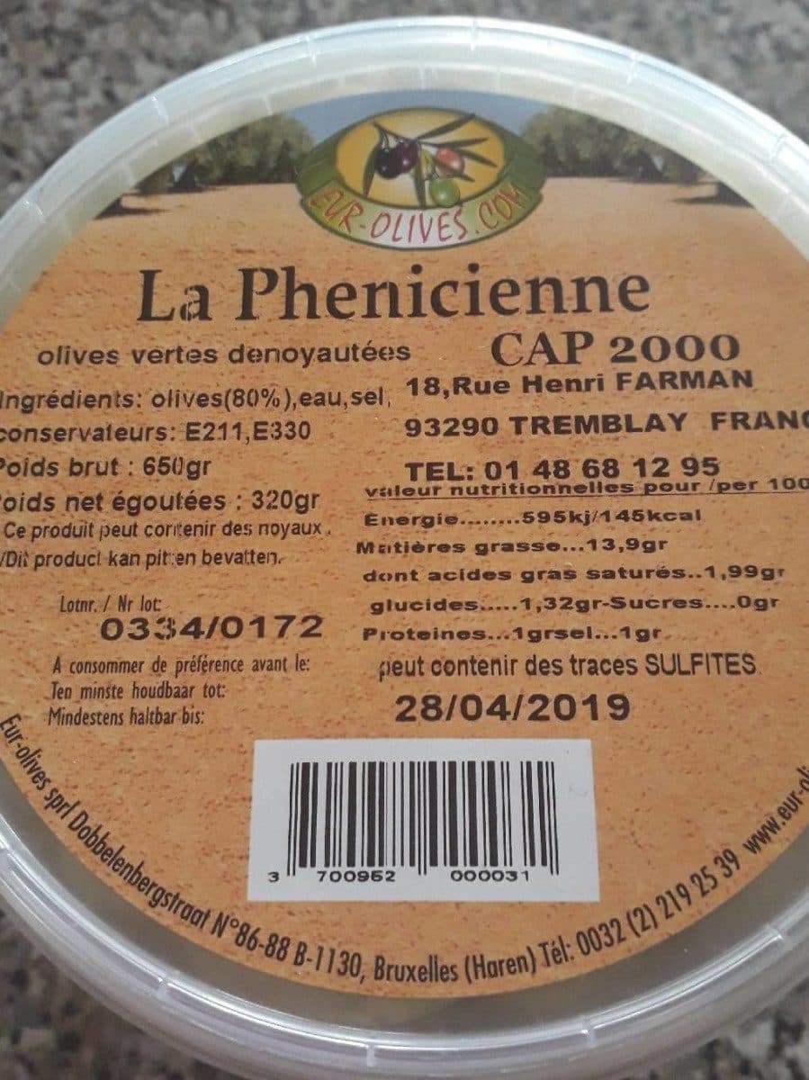 La Phénicienne Olives Vertes Dénoyautées packshot