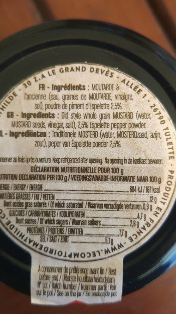 Le comptoir de Mathilde Moutarde à l'ancienne piment d'espelette packshot
