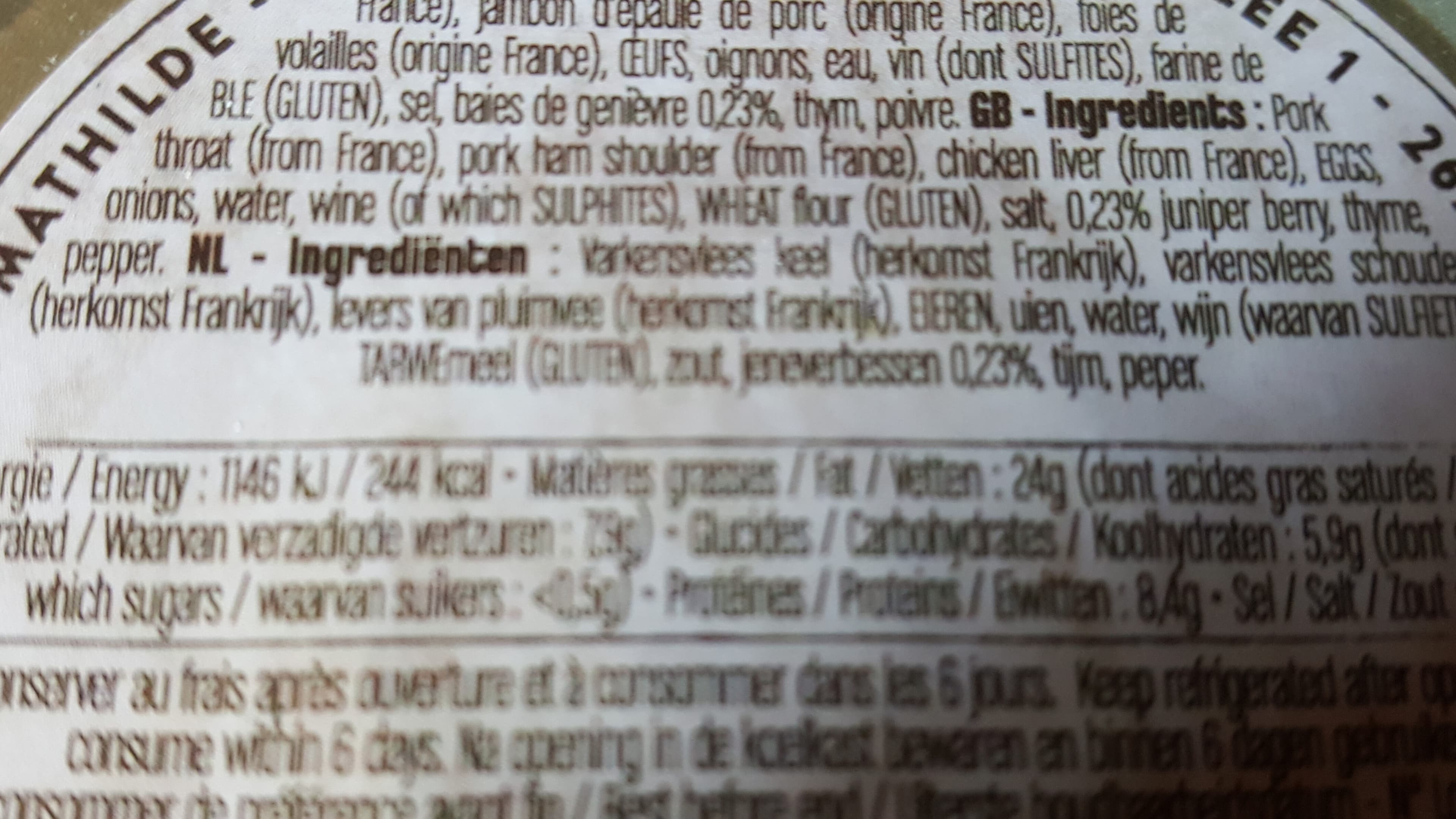 Le Comptoir de Mathilde Terrine paysanne aux baies de genièvre packshot