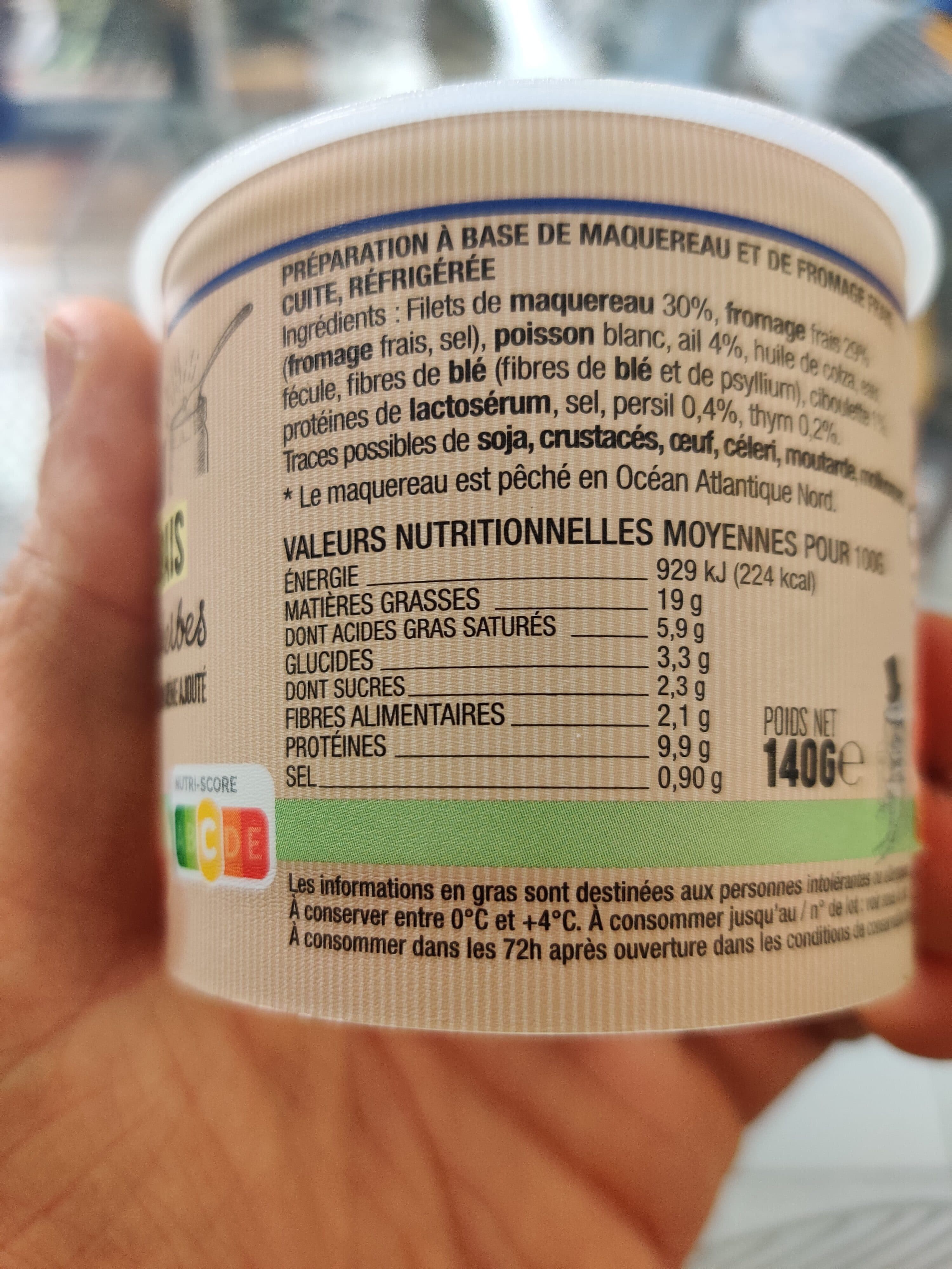Cap Océan Tartinable maquereau fromage frais, ail & fines herbes - 140g - Frais packshot