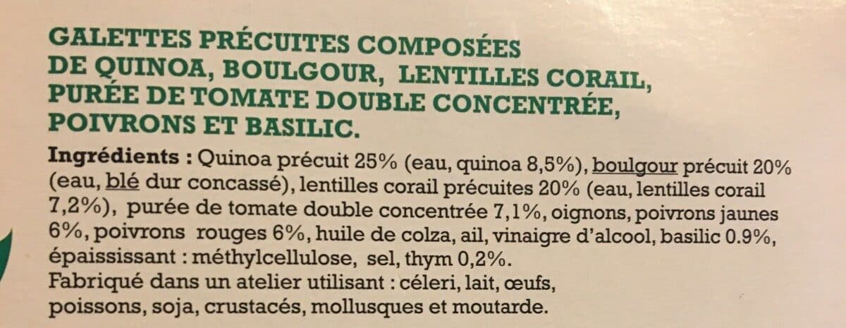 Lidl Burger quinoa, boulgour, tomate, poivron basilic packshot