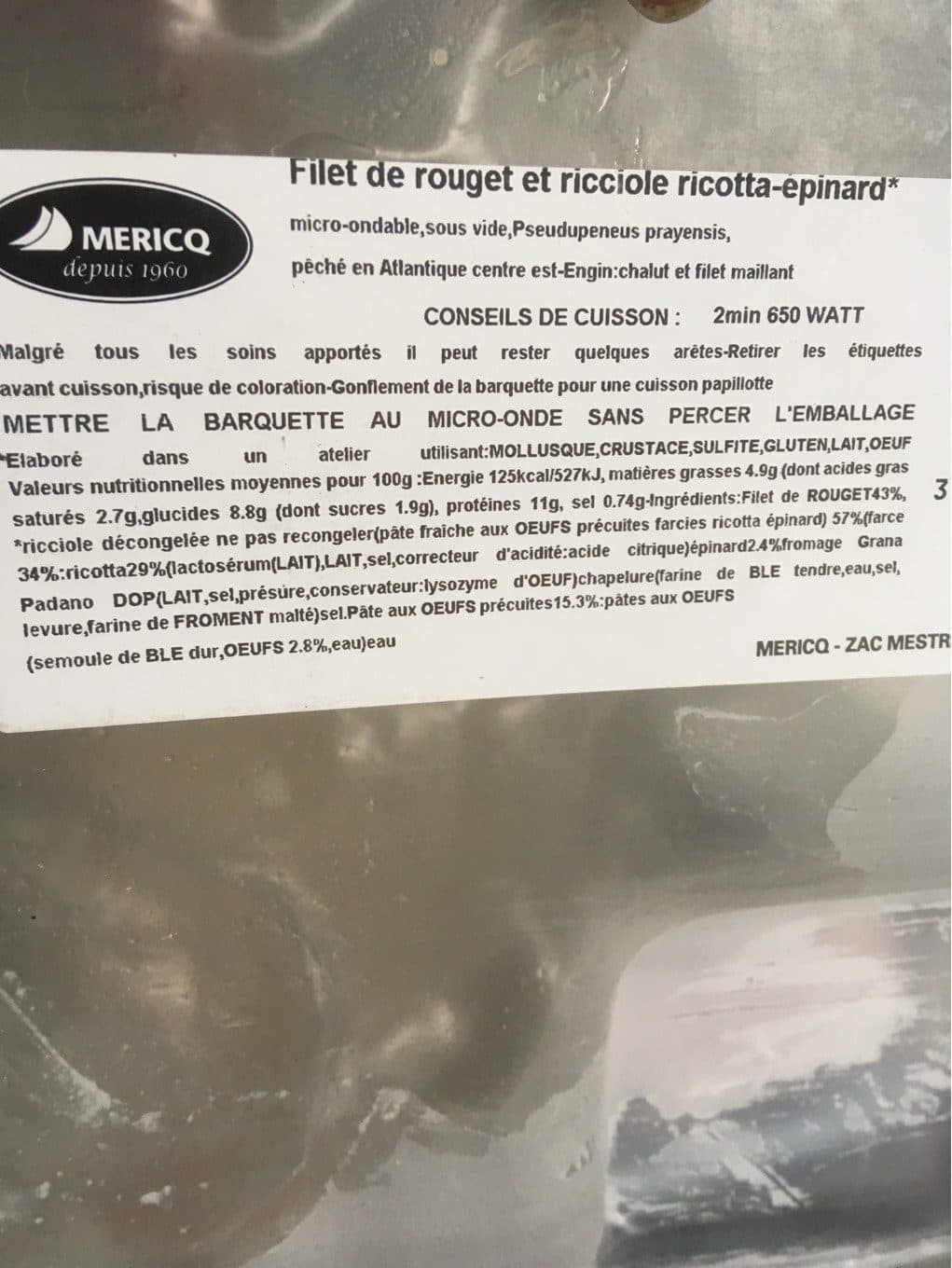 Méricq Filet de rouget/ ricciole ricotta-épinard packshot