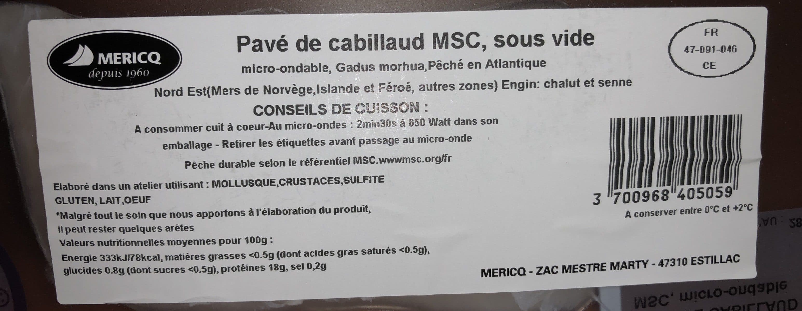 Mericq Pavé de cabillaud packshot