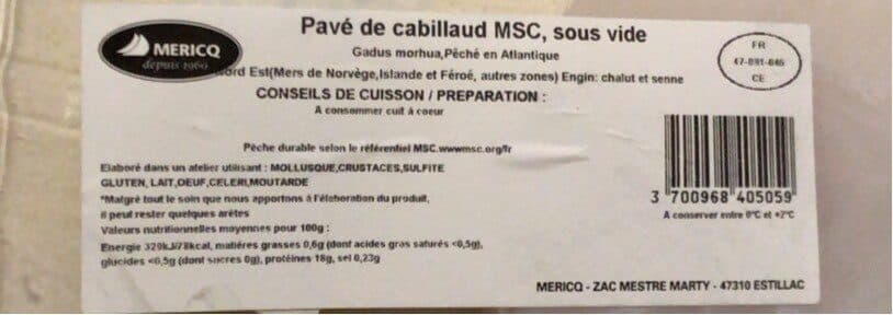 Mericq Pavé de cabillaud packshot