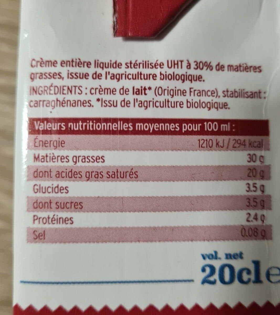 MONBERTILLE VIO Créme entière liquide bio packshot